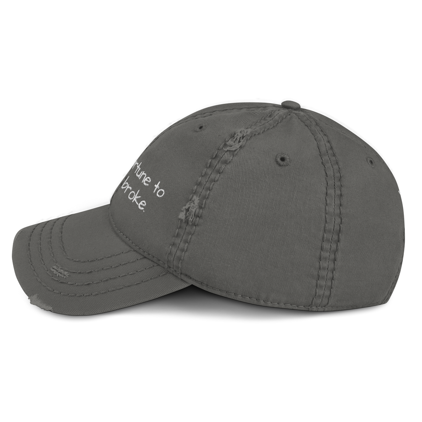 Distressed Broke Embroidered Hat